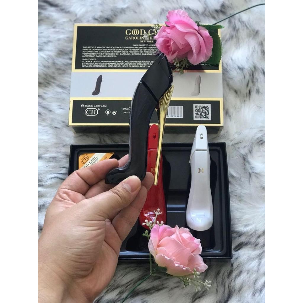🟢🟡🔴Original (✅Harga Borong) CH Good Girl 3 in 1 Pink box 25 ml Fragrance For Women