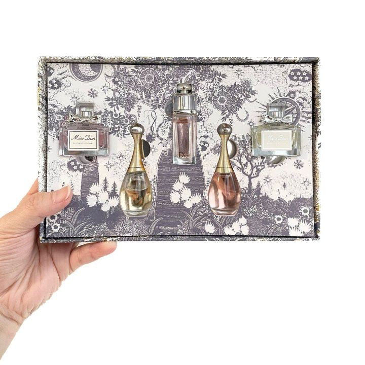 🟢🟡🔴Original (✅Harga Borong) DI0R 5in1 Gift Set (Black Flower) Limited Edition for Women 5x5ml Perfume