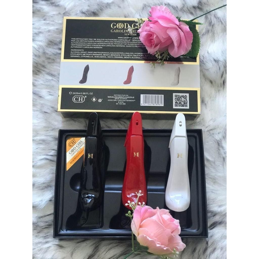 🟢🟡🔴Original (✅Harga Borong) CH Good Girl 3 in 1 Pink box 25 ml Fragrance For Women