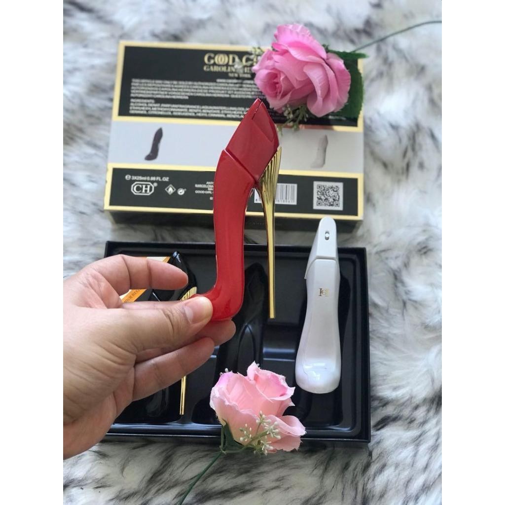 🟢🟡🔴Original (✅Harga Borong) CH Good Girl 3 in 1 Pink box 25 ml Fragrance For Women