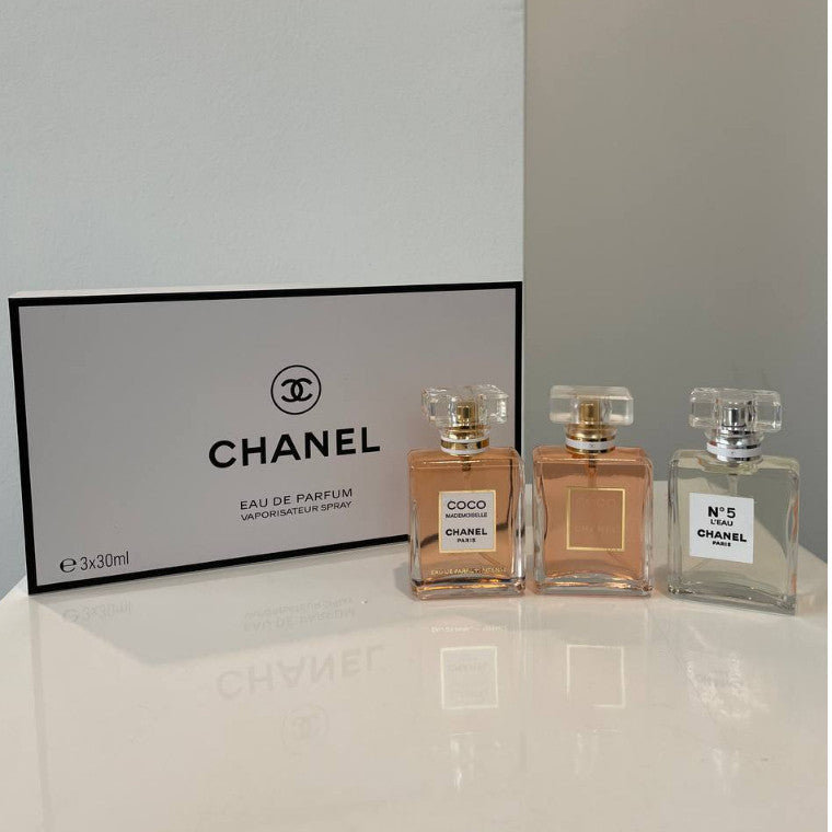 🟢🟡🔴Original (✅Harga Borong) 3in1 Coco Mademoiselle Eau De Parfum 3x30ml For Her Spray Perfume Gift Set