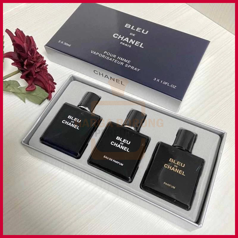 🟢🟡🔴Original (✅Harga Borong) Bleu De Chaxnel 3in1 Set 3x30ml For Men Perfume Gift Set