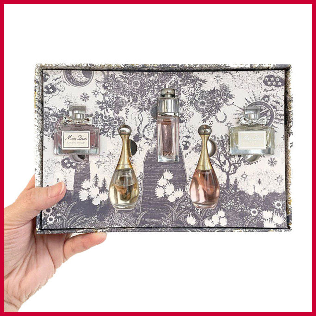 🟢🟡🔴Original (✅Harga Borong) DI0R 5in1 Gift Set (Black Flower) Limited Edition for Women 5x5ml Perfume