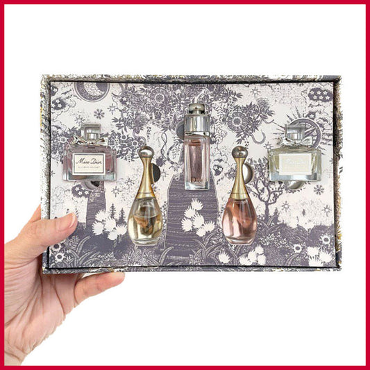 🟢🟡🔴Original (✅Harga Borong) DI0R 5in1 Gift Set (Black Flower) Limited Edition for Women 5x5ml Perfume