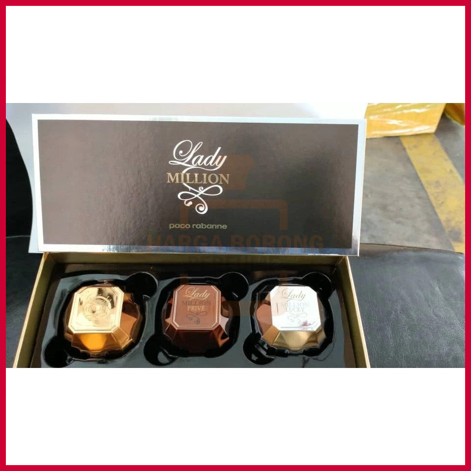 🟢🟡🔴Original (✅Harga Borong) Lady Million 3 in 1 30 ml Perfume Gift Set for women