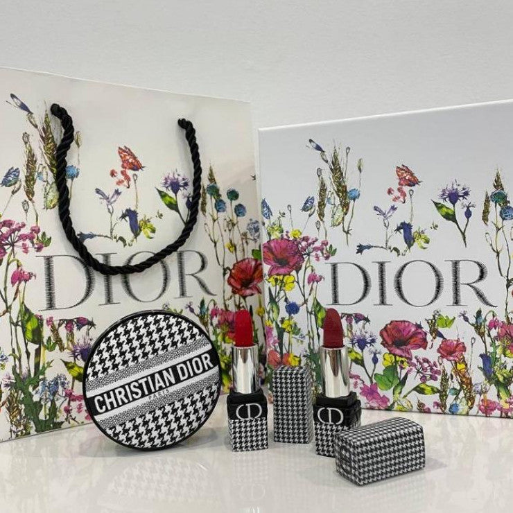 🟢🟡🔴Original (✅Harga Borong) 3in1 (2 Lipstick + Cushion Foundation) Gift Set (With Paperbag)