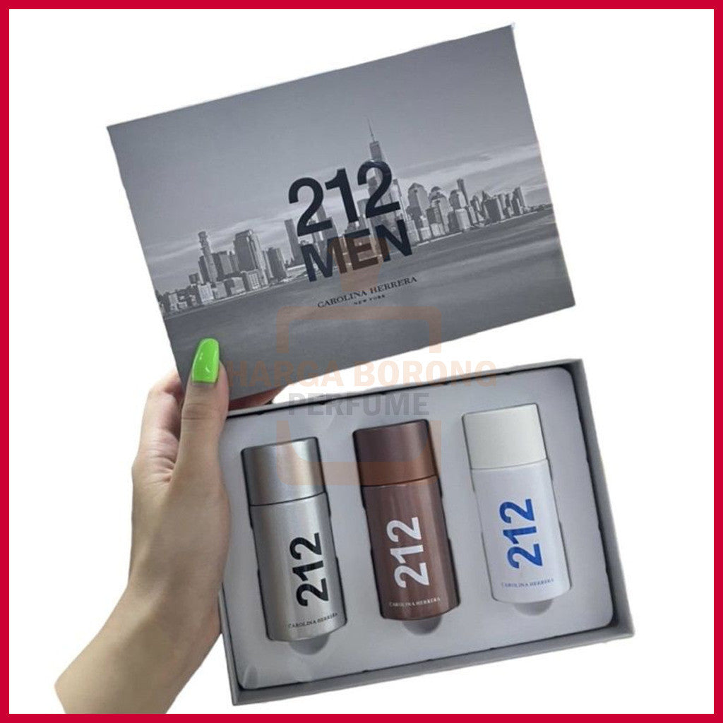 🟢🟡🔴Original (✅Harga Borong) Best Of Carliena Herera 212 Men EDT 3x30ml (Perfume Gift Set ) For Him