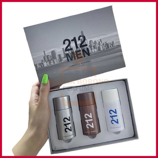 🟢🟡🔴Original (✅Harga Borong) Best Of Carliena Herera 212 Men EDT 3x30ml (Perfume Gift Set ) For Him