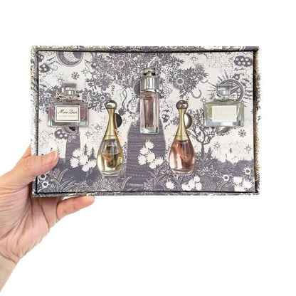 🟢🟡🔴Original (✅Harga Borong) DI0R 5in1 Gift Set (Black Flower) Limited Edition for Women 5x5ml Perfume