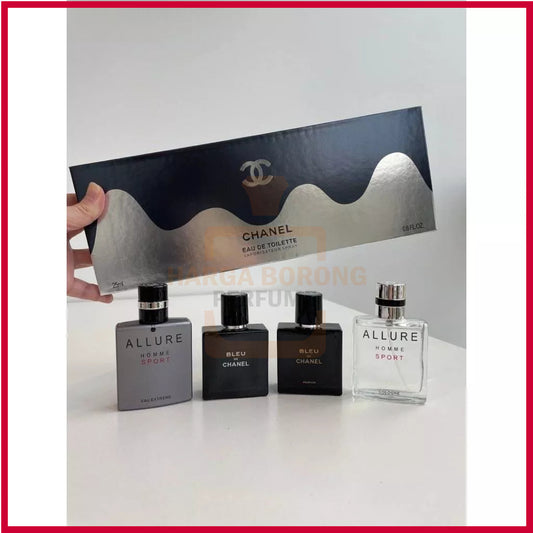 🟢🟡🔴Original (✅Harga Borong) 4in1 Bleu De + Allure Home Sport For Men 4x25ml ( Perfume Gift Set )