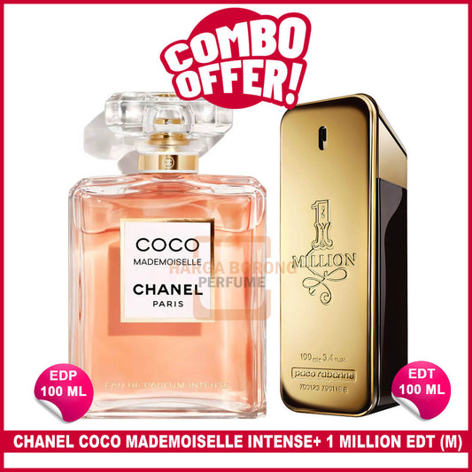2Pcs🔴Combo Offer🔴coco mademoiselle intense 100 ml Women + 1 Million EDT/EDP 100 ml Male