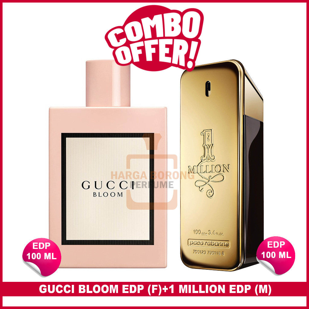 2Pcs🔴Combo Offer🔴 1 Million EDT 100 ml (M) + Gucci Bloom EDP 100 ml (F)